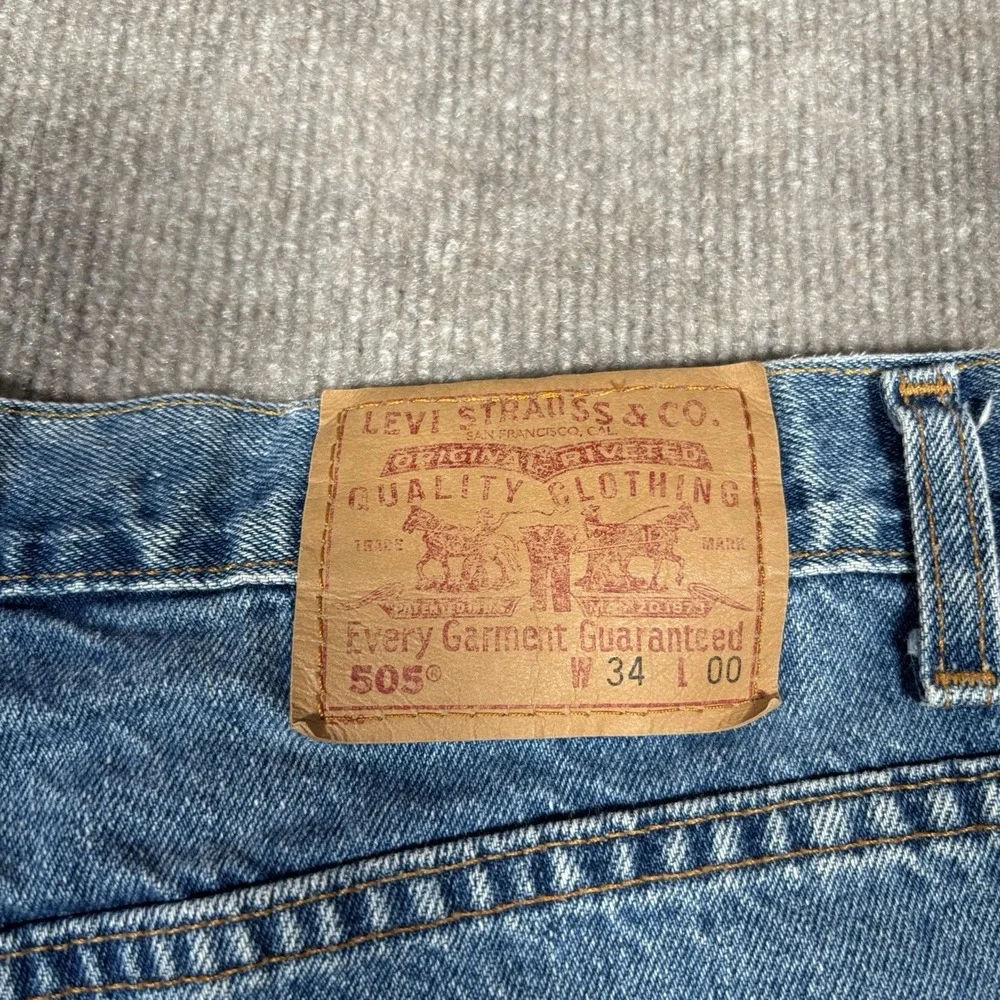 Vintage Levis 505 Jean Shorts Mens 33 Regular Fit Blue Denim Cotton Made In‎ USA
